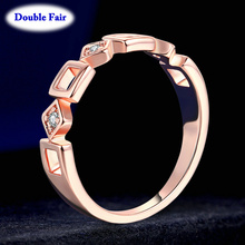 Casual Style Rose Gold Color Cubic Zirconia Geometric Finger Rings Fashion Wedding Jewelry For Women Girls Party DWR197 2024 - buy cheap