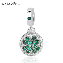 Original 100% 925 Sterling Silver Beads Charms Dazzling Clover Pendant Charm Fit   Bracelet Beads For Jewelry Making 2024 - buy cheap
