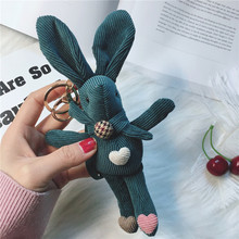LLavero de conejo bonito y creativo de pana, bolsa de llavero con abalorio para coche, llavero para niña, regalo de cumpleaños, 19CM 2024 - compra barato