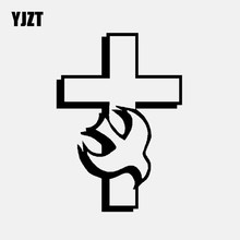 YJZT 9CM*12.7CM Vinyl Decal Dove With Cross Christian Church Jesus Love Car Sticker Black/Silver C3-1292 2024 - buy cheap