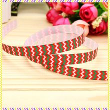 3/8inch Free Shipping Christmas Chevron Printed Grosgrain Ribbon Hairbow Headwear Party Decoration Diy Wholesale Craft 9mm P4830 2024 - buy cheap