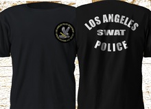 Camiseta negra de manga corta para hombre, ropa de algodón, nueva, modelos básicos del SWAT Los Ángeles, 2019 2024 - compra barato