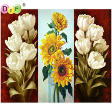 DPF DIY 5D full Round Diamond Painting Magic Cube Cross Stitch white yellow Flowers crafts Diamond Embroidery Mosaic Home Decor 2024 - buy cheap