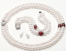 Conjunto de joias de pérolas doce, 2 cores, 2 fileiras, com charmoso, para noivas, joias femininas, 30 cores 2024 - compre barato