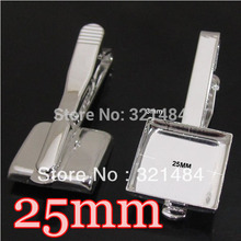 100piece Silver plated Collar Clips Men's Tie Clip Blank Square 25mm bezel setting findings Free shipping 2024 - buy cheap