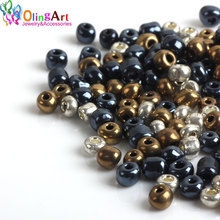 OlingArt AAA 2019 4MM 350pcs Metal mixed multicolor Glass Seed beads Spacer Bead women earrings Bracelet necklace jewelry making 2024 - buy cheap