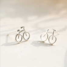925 prata esterlina pequena bicicleta brincos para mulheres estilo casual menina brincos personalidade jóias 2024 - compre barato