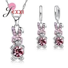 Austrian Crystal Jewelry Sets For Women Cartoon Style Pendant Necklace Earrings 925 Sterling Silver Engagement Set 2024 - buy cheap