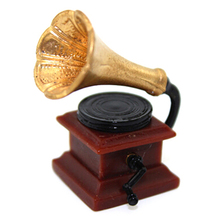 Muebles Mini fonógrafo, accesorios de gramógrafos Retro con registro, casa de muñecas en miniatura, bricolaje, 1:12 2024 - compra barato