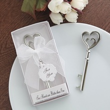 100pcs Creative key bottle opener Silver Metal Double Heart Bottle Opener Favors For Wedding Souvenir 2024 - buy cheap