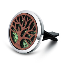 Vintage Wood Tree Of Life Aroma Car Air Freshener Stainless Steel Perfume Locket Essential Oil Diffuser Detachable Clip Jewelry 2024 - buy cheap