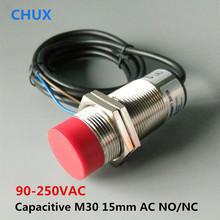 Sensor de proximidad capacitivo, interruptor de posición de distancia de detección, luz led con sensor de movimiento, CA 220V, NO/NC M30, 0-15mm 2024 - compra barato