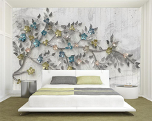 Papel de parede beibehang personalizado, mural de flores e árvores para sala de estar, quarto, fundo de parede 3d, papel de parede 2024 - compre barato