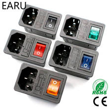 With 10A Fuse! Red Rocker Switch Fused IEC320 C14 Inlet Power Socket Fuse Switch Connector Plug Connector Red Green Blue Black 2024 - buy cheap