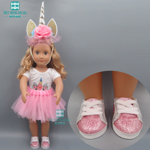 Roupas de boneca para boneca americana de 45cm, 18 polegadas, boneca recém-nascida, vestido de princesa de desenho rosa + acessório de cabeça 2024 - compre barato
