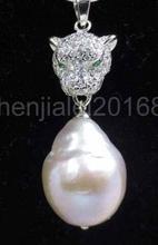 Бесплатная доставка барокко 13-15 мм белый Касуми жемчужное ожерелье подвеска в форме головы леопарда 2024 - купить недорого