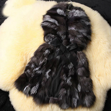 Chaleco de piel de zorro Natural con cuello para mujer, de cuero sintético abrigo largo, oferta, kfp302b, 2021 2024 - compra barato