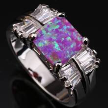 Square Pink Fire Opal White Gems  Silver Plated Argent Ring Size 6 7 8 9 SF1166 2024 - buy cheap