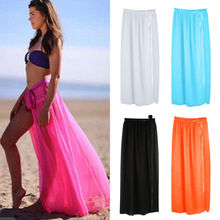 Hot 2019 Women Swimwear Bikini Cover Up Solid Bandage Fashion Summer Ladies Sexy Beach Maxi Wrap Skirt Sarong Pareo 2024 - buy cheap