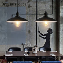 Скандинавская ретро люстра в стиле индастриал из железа, черная простая лампа с крышкой для кастрюль, для ресторана, кафе, бара, бесплатная доставка 2024 - купить недорого