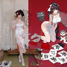 Game Azur Lane Takao Cosplay Costume Women White Cheongsam Deluxe Satin Halloween Carnival Uniforms 2024 - buy cheap