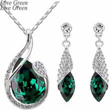 2017 new arrival brand wedding bridal  white Gold austrian Crystal water drop jewelry sets fashion necklace earrings 80046 2024 - buy cheap