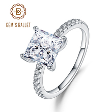 Gem's Ballet 1.49Ct Princess Cut Cubic Zirconia Wedding Band Ring 925 Sterling Silver Solitaire Engagement Ring For Women 2024 - buy cheap