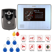 ENNIO 7"Color Touch Screen Video Door Phone with PIR Record intercom System RFID Keyfob IR Camera max to support 32G SD card 2024 - купить недорого