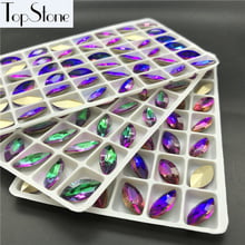 TopStone New Volcano Colors  Navette Glass Crystal Pointback Fancy Stone  7x15 9x18 13x27 17x32 mm Marquise Rhinestone 2024 - buy cheap