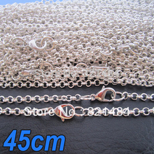 100pcs 2mm 45cm Bright Silver Plated Rolo chain necklace with lobster clasp DIY jewelry link connector findings accessories 2024 - купить недорого