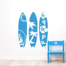 Sea Sport Wall Decal New Design Surfboard Wall Sticker Waves Sea Beach Wall Art Mural Creative Three Surfboard Style Decal AY952 2024 - buy cheap