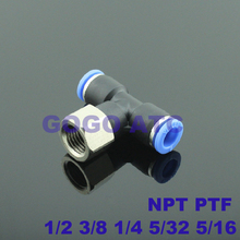 Pneumatic NPT coupling female thread tracheal quick insertion PTF 1/2 1/4 5/32 5/16 3/8 internal threaded three-way connector 2024 - buy cheap