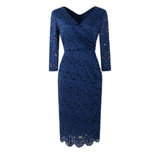 Elegant Floral Lace Office Lady Pencil Dress Elegant Work Business Sheath Vestidos 2019 Sexy Women 3/4 Sleeve Bodycon Dresses 2024 - buy cheap