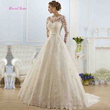 Cheap Simple Lace A Line Wedding Dress Plus Size 2020 Vestidos de Novia White/Ivory Wedding Gown Robe Mariage Bride Dresses 2024 - buy cheap