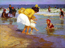 oil painting Beach and Children At the Seaside by Edward Henry Potthast High quality Hand painted Landscape Art Home Decor 2024 - buy cheap