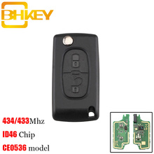 BHKEY-llave remota de hoja HU83 para coche, accesorio con 2 botones, compatible con PEUGEOT 207, 208, 307, 308, 408, 433MHz, PCF7961, ID46, CE0536 2024 - compra barato
