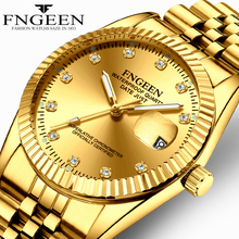 Dropshipping Men's Watch Fashion Luxury Business Quartz Wrist Watch Gold Steel Waterproof Date Hodinky Reloj Hombre Men Watches 2024 - buy cheap