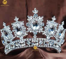 Coroa para casamento feminina, acessório para cabelo, diadema de cristal strass, para mulheres, grande queen 2024 - compre barato