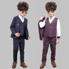 2016 New Children Suit Baby Boys Suits Kids Blazer Boys Formal Suit For Weddings Boys Clothes Set Jackets+Vest+Pants 3pcs 2-14Y 2024 - buy cheap