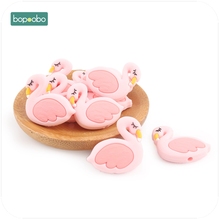 Bopoobo-Mini mordedor de silicona de flamenco para dentición de bebé, accesorios de cuentas de cisne para cuidado de bebés, Mini nube, regalo para recién nacido, 5 uds. 2024 - compra barato