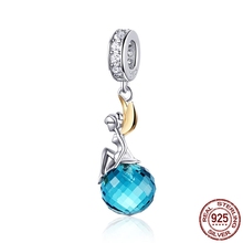 Nova prata esterlina 925 elf planeta azul zircão pingente encantos ajuste colar & pulseira de prata esterlina jóias presente diy 2024 - compre barato
