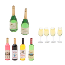 MagiDeal Dollhouse Miniatures Wine Bottles Champagne Bottles & Glasses Model 2024 - buy cheap