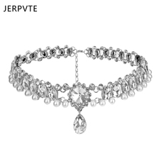 Jergvte-Collar llamativo para Mujer, Gargantilla con diamantes de imitación de cristal, colgante Vintage, joyería de perlas de imitación 2024 - compra barato