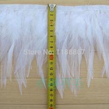 Frete Grátis 10 meters Altura 4-6 "(8-15 cm) Branco Rooster Hackle Feather Trimming Franja galo pena P281 2024 - compre barato