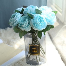 1 шт Синий искусственные шелковые цветы пиона Свадебный букет цветы дома Свадебная вечеринка стол садовый декор 2024 - купить недорого