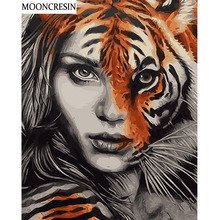 5D Diy Diamond Painting Full Square Woman Tiger Mask Mosaic Needlework Home Decor Diamond Embroidery Cross Stitch New Year Gift 2024 - buy cheap