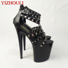 The new PU sequins decorate shoes, 20cm high stilettos, waterproof stand and bright fashion sandals 2024 - buy cheap