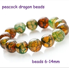 Pulsera de moda con diseño de dragón y pavo real para mujer, brazalete con cuentas de ónix de 6-14mm, regalo de mano, 0163 2024 - compra barato
