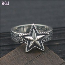 Anillo de plata S925 para hombre y mujer, joyería de estrella de pentagrama, moda 2019 2024 - compra barato