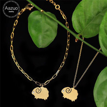 Ожерелье Aazuo из 18-каратного золота с подвеской в виде овечьей шерсти с натуральными бриллиантами, ожерелье с цепочкой и браслетом, Очаровательное ожерелье для малышей для женщин Au750 2024 - купить недорого